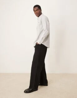 Abercrombie & Fitch Icon Logo Stripe Oxford Shirt In Grey For Men -Abercrombie and Fitch Fashion Shop 207327809 4