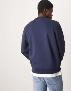 Abercrombie & Fitch Premium Sweatshirt In Navy Blue With Puff Icon Logo For Men -Abercrombie and Fitch Fashion Shop 207327831 3