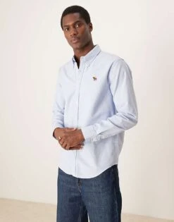 Abercrombie & Fitch Icon Logo Oxford Shirt In Light Blue For Men -Abercrombie and Fitch Fashion Shop 207327832 1 lightblue 1