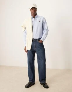 Abercrombie & Fitch Icon Logo Oxford Shirt In Light Blue For Men -Abercrombie and Fitch Fashion Shop 207327832 4