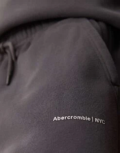 Abercrombie & Fitch Flocked Timeless Logo Open Hem Joggers In Dark Grey Co-ord For Men -Abercrombie and Fitch Fashion Shop 207327868 3