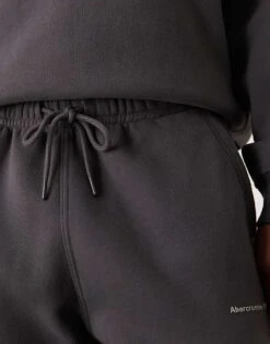 Abercrombie & Fitch Flocked Timeless Logo Open Hem Joggers In Dark Grey Co-ord For Men -Abercrombie and Fitch Fashion Shop 207327868 4