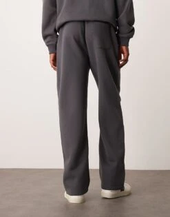 Abercrombie & Fitch Flocked Timeless Logo Open Hem Joggers In Dark Grey Co-ord For Men -Abercrombie and Fitch Fashion Shop 207327868 5