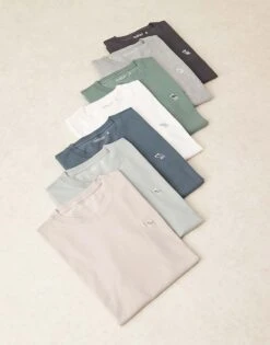 Abercrombie & Fitch 7 Pack Icon Logo T-shirt In Neutrals For Men