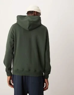 Abercrombie & Fitch Heavyweight Hoodie In Dark Green With Puff Icon Logo For Men Forest Green -Abercrombie and Fitch Fashion Shop 207327876 3