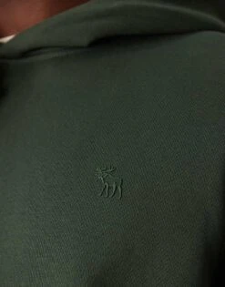 Abercrombie & Fitch Heavyweight Hoodie In Dark Green With Puff Icon Logo For Men Forest Green -Abercrombie and Fitch Fashion Shop 207327876 4
