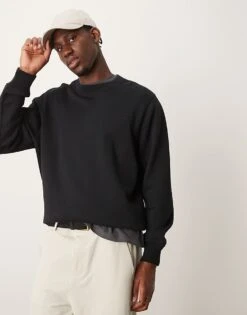 Abercrombie & Fitch Premium Sweatshirt In Black With Puff Icon Logo For Men