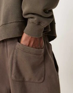 Abercrombie & Fitch Vintage Wash Open Hem Joggers In Brown For Men -Abercrombie and Fitch Fashion Shop 207327999 5