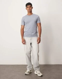 Abercrombie & Fitch Elevated Icon Logo T-shirt In Light Blue For Men -Abercrombie and Fitch Fashion Shop 207328063 3