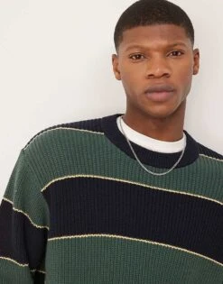 Abercrombie & Fitch Contrast Stripe Crew Neck Jumper In Green Multi For Men -Abercrombie and Fitch Fashion Shop 207839910 3