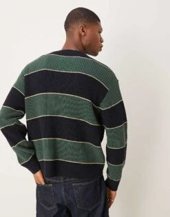 Abercrombie & Fitch Contrast Stripe Crew Neck Jumper In Green Multi For Men -Abercrombie and Fitch Fashion Shop 207839910 4