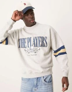 Abercrombie & Fitch Motif Fleece Top In Grey Multi For Men -Abercrombie and Fitch Fashion Shop 207839927 1 grey 1