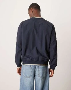 Abercrombie & Fitch V Neck Motif Fleece Jumper In Navy For Men -Abercrombie and Fitch Fashion Shop 207839942 3