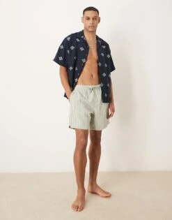 Abercrombie & Fitch 7 Inch Drawstring Swimming Trunks In Olive For Men -Abercrombie and Fitch Fashion Shop 207839976 4