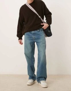 Abercrombie & Fitch Baggy Jeans In Washed Blue For Men