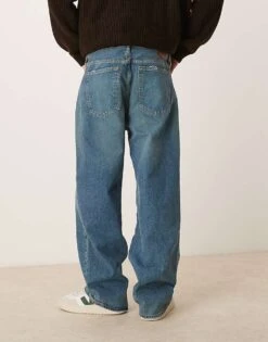 Abercrombie & Fitch Baggy Jeans In Washed Blue For Men -Abercrombie and Fitch Fashion Shop 207839995 3
