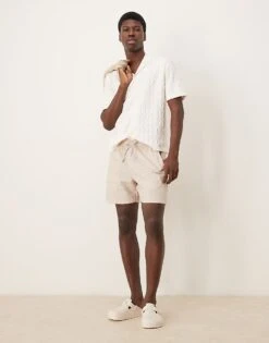 Abercrombie & Fitch Short Sleeve Knit Resort Button Through Polo In Cream For Men -Abercrombie and Fitch Fashion Shop 207840011 3