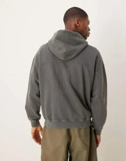 Abercrombie & Fitch Essentials Hoodie Washed Grey For Men Charcoal -Abercrombie and Fitch Fashion Shop 207840059 3