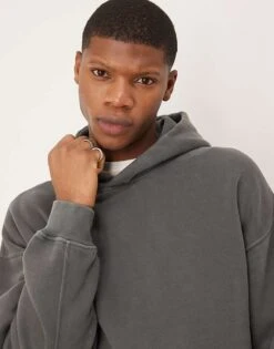 Abercrombie & Fitch Essentials Hoodie Washed Grey For Men Charcoal -Abercrombie and Fitch Fashion Shop 207840059 4