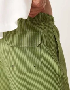 Abercrombie & Fitch 7 Inch Drawstring Swimming Trunks In Green Stripe For Men -Abercrombie and Fitch Fashion Shop 207840107 3