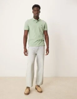 Abercrombie & Fitch Puff Icon Logo Short Sleeve Polo In Green For Men Basil Green -Abercrombie and Fitch Fashion Shop 207840147 4