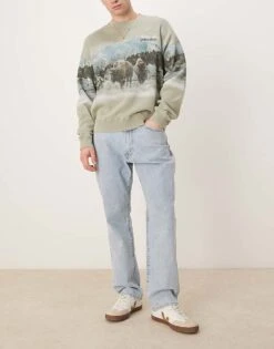 Abercrombie & Fitch Athletic Fit Straight Leg Jeans In Light Wash Blue For Men