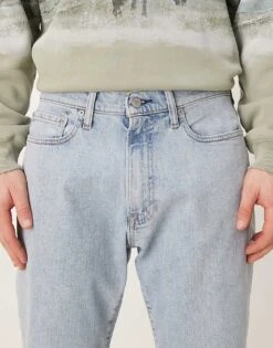 Abercrombie & Fitch Athletic Fit Straight Leg Jeans In Light Wash Blue For Men -Abercrombie and Fitch Fashion Shop 207840165 5