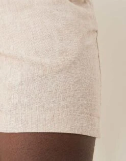 Abercrombie & Fitch 6 Inch Textured Linen Drawstring Shorts In Cream For Men -Abercrombie and Fitch Fashion Shop 207840246 4