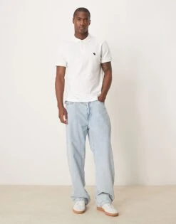 Abercrombie & Fitch Puff Icon Logo Short Sleeve Polo In White For Men -Abercrombie and Fitch Fashion Shop 207840260 3