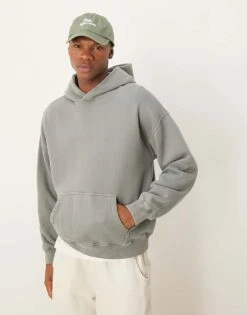 Abercrombie & Fitch Essentials Hoodie In Washed Grey For Men -Abercrombie and Fitch Fashion Shop 207840289 1 grey 1
