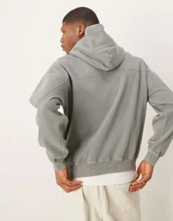 Abercrombie & Fitch Essentials Hoodie In Washed Grey For Men -Abercrombie and Fitch Fashion Shop 207840289 4