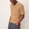 Abercrombie & Fitch Short Sleeve Knit Resort Button Through Polo In Brown For Men -Abercrombie and Fitch Fashion Shop 207840349 1 brown