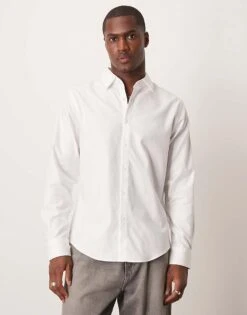 Abercrombie & Fitch Long Sleeve Suit Shirt In White For Men