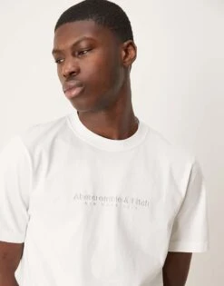Abercrombie & Fitch Logo T-shirt In White For Men -Abercrombie and Fitch Fashion Shop 207840360 1 white 1