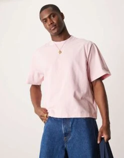Abercrombie & Fitch Premium Crop T-shirt In Washed Pink For Men Pink Wash