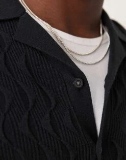 Abercrombie & Fitch Short Sleeve Knit Button Up Polo In Black For Men -Abercrombie and Fitch Fashion Shop 207840447 4