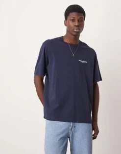 Abercrombie & Fitch Premium Logo T-shirt In Navy For Men