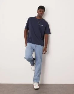 Abercrombie & Fitch Premium Logo T-shirt In Navy For Men -Abercrombie and Fitch Fashion Shop 207840472 3