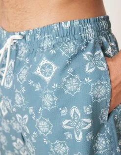 Abercrombie & Fitch 7 Inch Drawstring Swimming Trunks In Blue Bandanna Print For Men Blue Print -Abercrombie and Fitch Fashion Shop 207840510 4