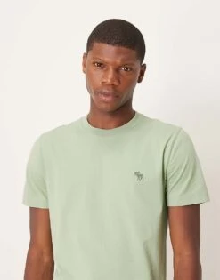 Abercrombie & Fitch Abercombie & Fitch Puffy Moose Icon Logo Crew Neck T-shirt In Green For Men -Abercrombie and Fitch Fashion Shop 207840533 1 green 1