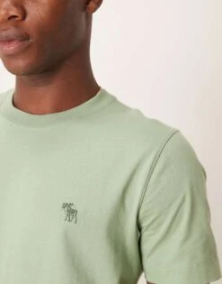 Abercrombie & Fitch Abercombie & Fitch Puffy Moose Icon Logo Crew Neck T-shirt In Green For Men -Abercrombie and Fitch Fashion Shop 207840533 4