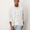 Abercrombie & Fitch Long Sleeve Cropped Linen Shirt In Blue Stripe For Men -Abercrombie and Fitch Fashion Shop 207840573 1 bluestripe
