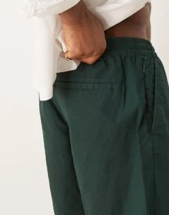 Abercrombie & Fitch 6 Inch Textured Linen Drawstring Shorts In Green For Men -Abercrombie and Fitch Fashion Shop 207840636 5