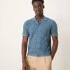 Abercrombie & Fitch Short Sleeve Knit Button Up Polo In Blue For Men -Abercrombie and Fitch Fashion Shop 207840660 1 blue