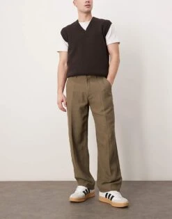 Abercrombie & Fitch Sloane Tailored Baggy Trousers In Green For Men Grape