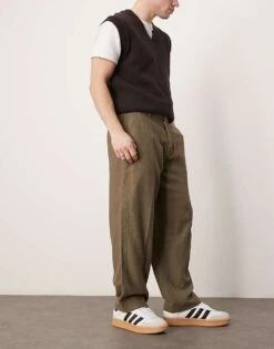 Abercrombie & Fitch Sloane Tailored Baggy Trousers In Green For Men Grape -Abercrombie and Fitch Fashion Shop 207840668 3