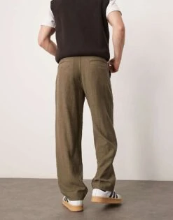 Abercrombie & Fitch Sloane Tailored Baggy Trousers In Green For Men Grape -Abercrombie and Fitch Fashion Shop 207840668 5