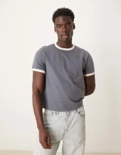 Abercrombie & Fitch Abercombie & Fitch Shrunken Ringer T-shirt In Washed Blue For Men Acid Blue -Abercrombie and Fitch Fashion Shop 207840692 1 acidblue 1