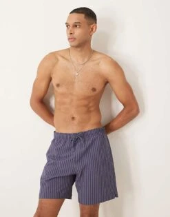 Abercrombie & Fitch 7 Inch Drawstring Swimming Trunks In Navy Stripe For Men Blue Stripe -Abercrombie and Fitch Fashion Shop 207840709 1 bluestripe 1