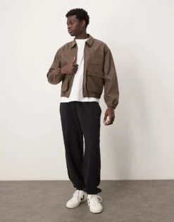 Abercrombie & Fitch Drawstring Cuffed Joggers In Black For Men